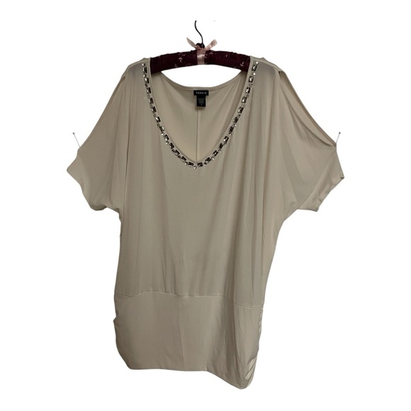 torrid Tops - Torrid Cream Cold Shoulder Embellished Women's Top Plus Size 4